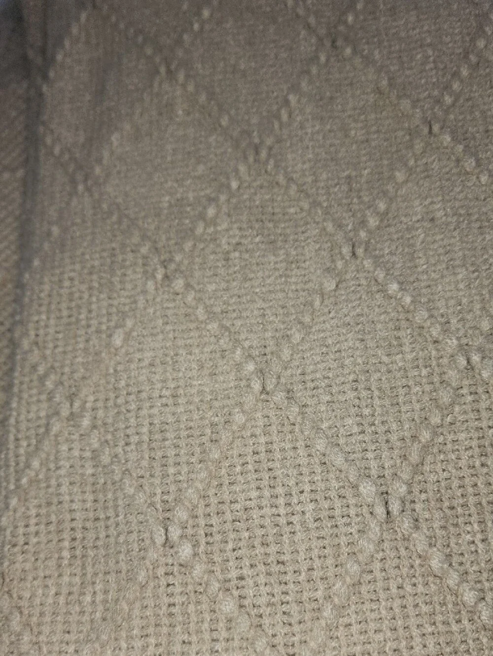 Soft Diamond Knit Fringe Throw Blanket - Tan 52x60